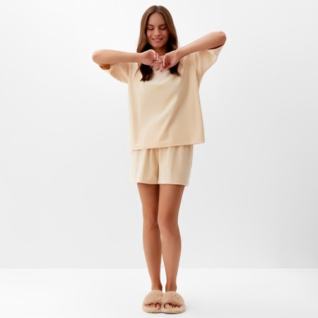 Women's costume (T-shirt and shorts) KAFTAN PLUSHY size 48-50, milk-1