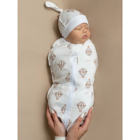 Lightning diaper with a hat with a cap Amarobaby Soft Hugs "Air balloons", height 56-68 cm