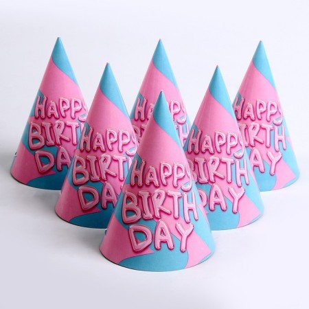 Paper cap Happy Birthday, (set 6 pcs)-3