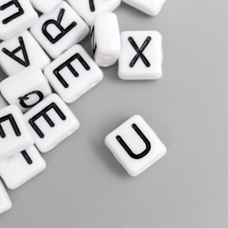 Beads for creativity plastic "Black English letters" White set 20 grams 0.4x0.8x0.8 cm-2
