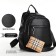 City backpack on lightning, from artificial leather, black color