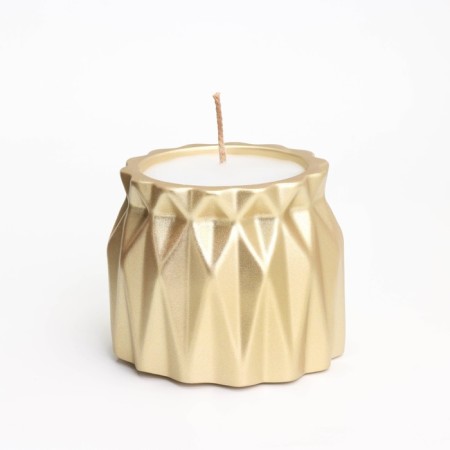 A candle in a candlelight made of gypsum with sharp faces of 10.5x8.5 cm, gold-1