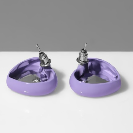 Earrings plastic "hearts" in the frame, color orange-violet-2