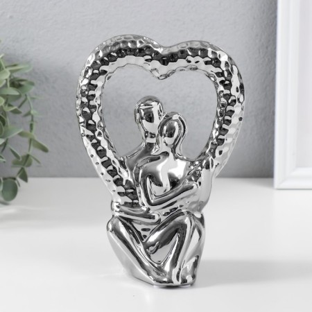 Souvenir Ceramics "Abstraction. Lovers with the heart" silver 13x7x18.5 cm