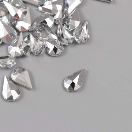 Decor for creativity Plastic "Rhubates drop. Silver" set of 100 pcs 0.8x1.3 cm-1