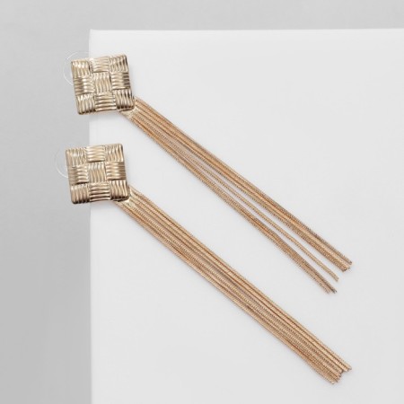 Earrings hanging "Odyssey" weaving, color gold