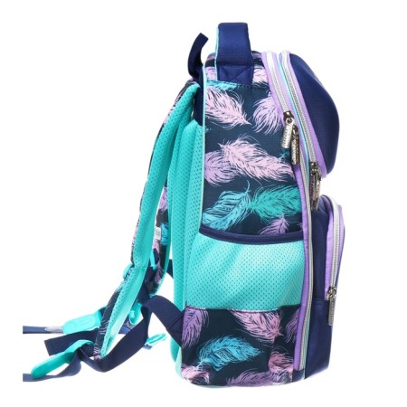 School backpack 37x28x14, ergonomic back, Devente Smart 14l, Happy Owl, for girls, turquoise/purple-3