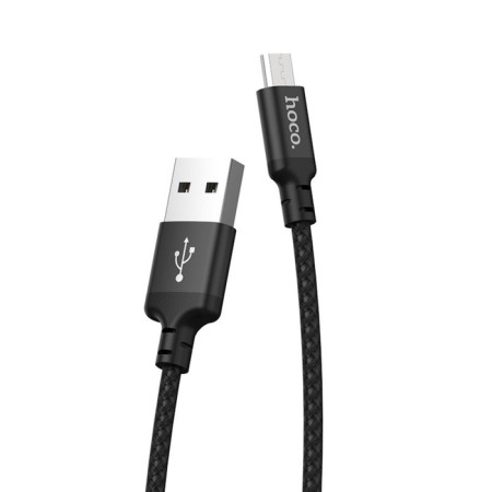 Hoco X14 cable, micro USB - USB, 2 A, 2 m, fast charging, nylon braid, black
