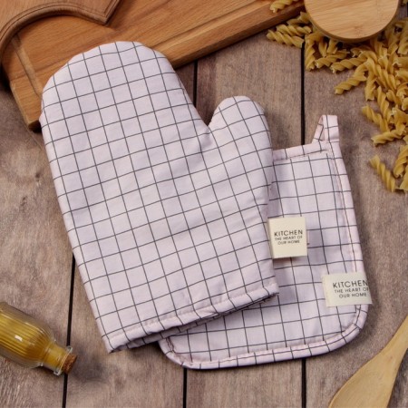 Set of kitchen. Ethel "Cell": mittens 20x28 cm, take 19x19 cm, 80% HL, 20% PE
