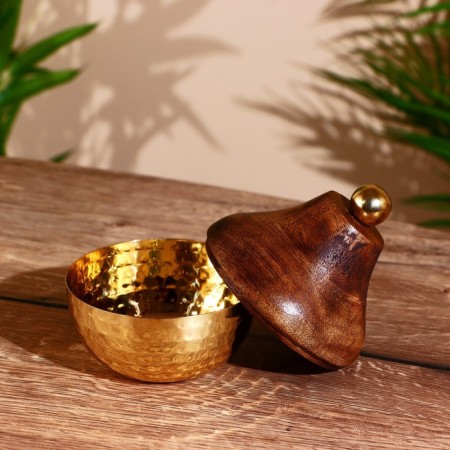 Bowl 10 cm, with a wooden lid-1