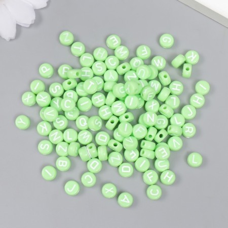 Beads for creativity plastic "English letters" Green set 20 g 0.4x0.7x0.7 cm