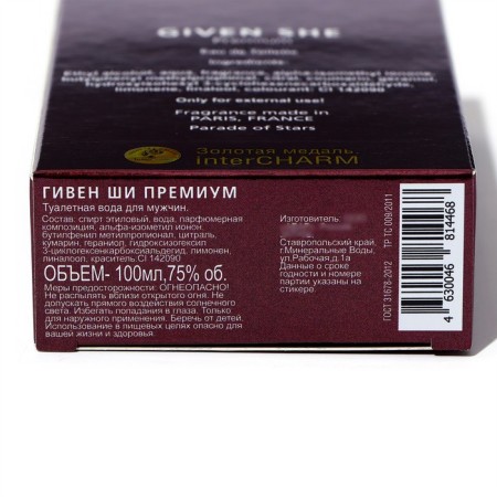 Toilet water for men Given Shy Premium, based on Givenchy Pour Homme, 100 ml-3