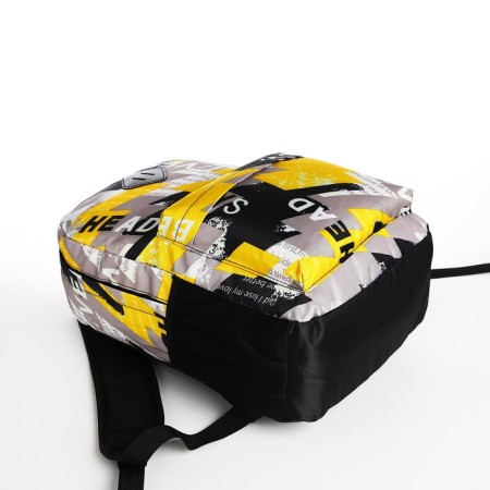 School backpack from textiles on lightning, 3 pockets, yellow color-4