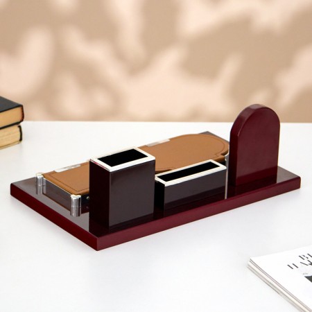 Table 5B1 set with a business card and clock, cherry 34x20x13 cm-2