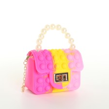 Baby bag on the castle, pink/yellow/raspberry color