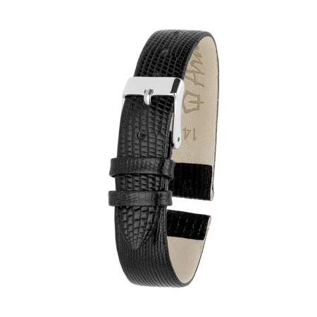 Watch strap, 14 mm, harness 70 mm, larynx 105 mm, genuine leather, black