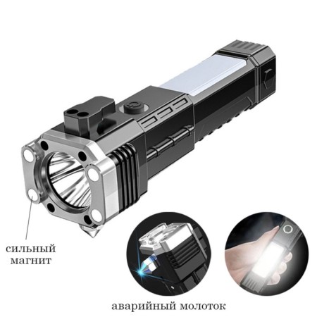 Manual battery, 1000 mAh, 5 W, LED, COB, 4 modes, USB, slinger