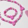 Set of children's "chosen" 2 items: beads, bracelet, foxes, bright pink color