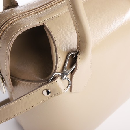 Women's bag with lightning, with a cosmetic bag, beige color-3