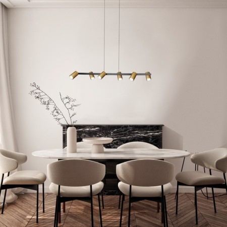 Suspended lamp Mantra Sal, GU10, 6x10W, 1010x160x160 mm, black color