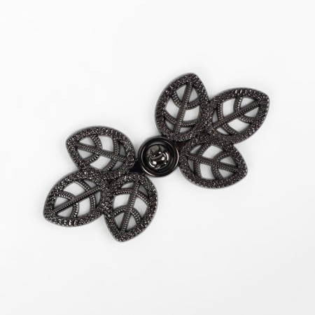 Decorative fastener "Leaves", 5.5 × 2.6 cm, black color