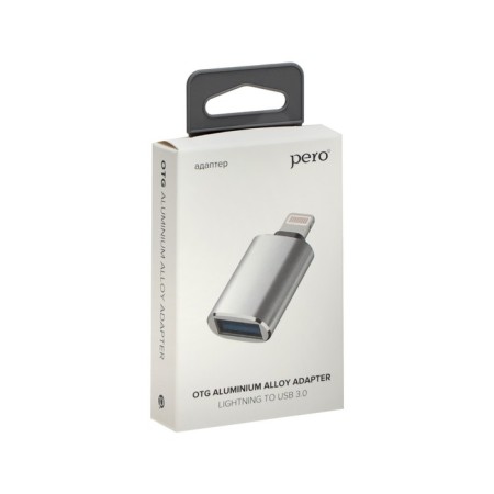 Adapter OTG PERO AD02, Lightning - USB, metal, silver-4