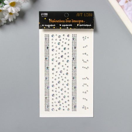Stick plastic rhinestones "Square road" silver 22.5x11.5 cm