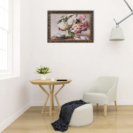 Tapestry "Piones in a vase" 42*62 cm frame mix-4