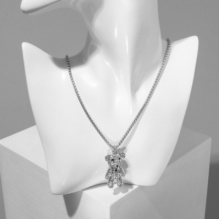 Piece "Bear" shiny, white color in silver, 70 cm-2