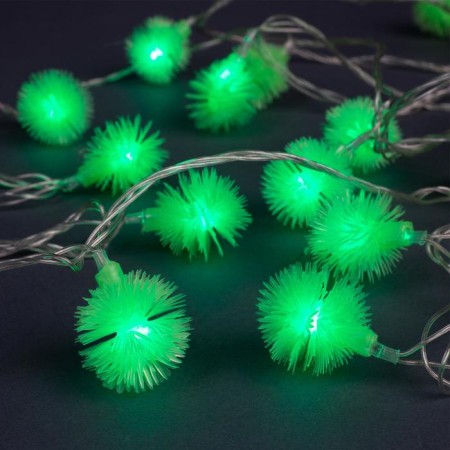 Garland “thread” 5 m with nozzles “Green Hedgehogs”, IP20, Transparent Thread, 30 LED, Green Glows, 8 modes, 220 V