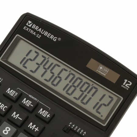 Brauberg Extra-12-BK desktop calculator, 12-bit, 206 x 155 mm, double power, black-4