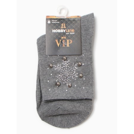 Women's socks "Snowflake from rhinestones" Nzhvip1590, gray color, river 36-40-2