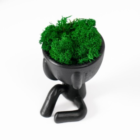 Concrete Kashpo "Mr. Green" with moss black 5.5x6.5x6.5 cm (moss green stabilized)-4
