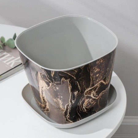 Pot with the pallet "Marble", 2.5 l, the color is light gray-1