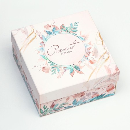Folding box, "spring wreath" 10 x 10 x 5 cm-2