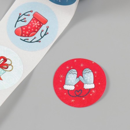New Year Sticker Paper "Fox" d = 2.5 cm 252 pcs in the roll-6