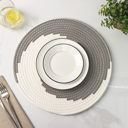 Serving napkin on the table "Hypnosis", d = 38 cm, the color is gray-white-4