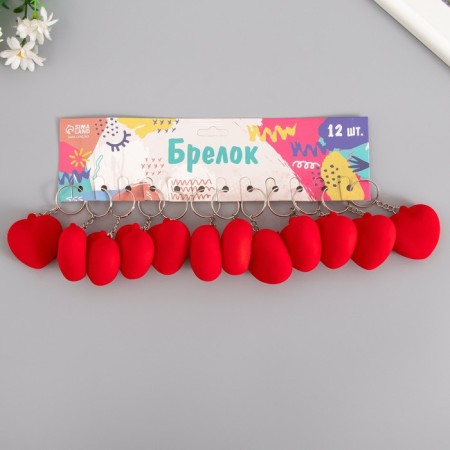 Брелок на кольце бархатный пищит "Сердце" 4,5х4,5х2,5 см-3