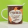 Ceramic mug “Teacher” with a spoon and stand, 300 ml, brown color