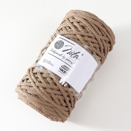 Knitting cord 100% polyester, width 5 mm 100m (latte)-2