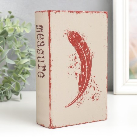 Safe-book wood to the leatherette "feather" 17x11x5 cm
