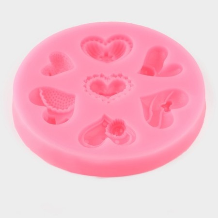 Mold "Openland Hearts", silicone, 9.5 × 9.5 cm, color mix-1
