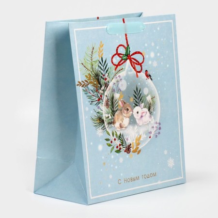 Laminated vertical “Two bunnies”, Ml 23 x 27 x 11.5 cm, New Year-2
