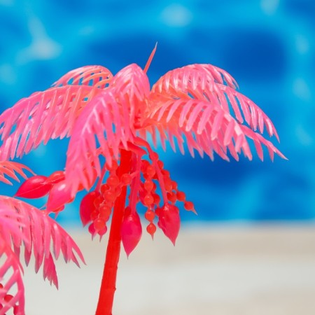The artificial aquarium "palm tree", luminous, 14 cm, red-2