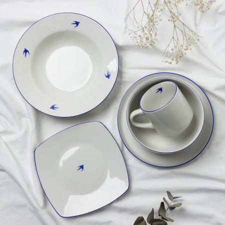 Ceramic “Swallow” plate, 22.4 cm, 300 ml, white color-7