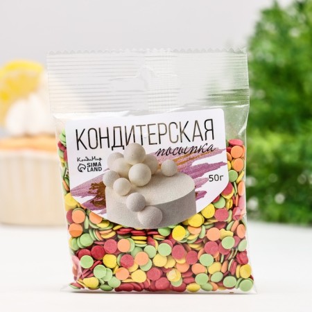 Sprinking confectionery "confetti" yellow, red, green, orange, 50 g-1