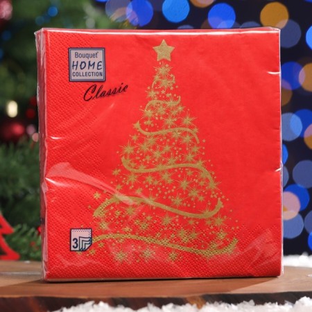 New Year's napkins Paper Home Classic "Magic spruce on red", 3 layers, 33x33 cm, 20 pcs-4