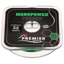 Premier Fishing Monopower Feeder, diameter 0.25 mm, test 6.3 kg, 100 m, green