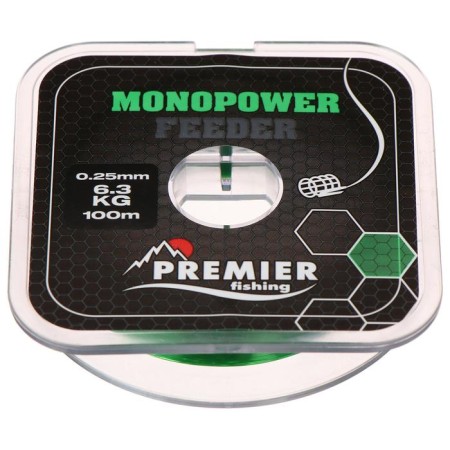 Premier Fishing Monopower Feeder, diameter 0.25 mm, test 6.3 kg, 100 m, green