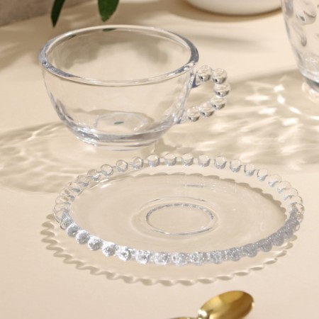 Tea pair of glass "Orbit", 2 items: a mug 240 ml, a saucer d = 14 cm-1